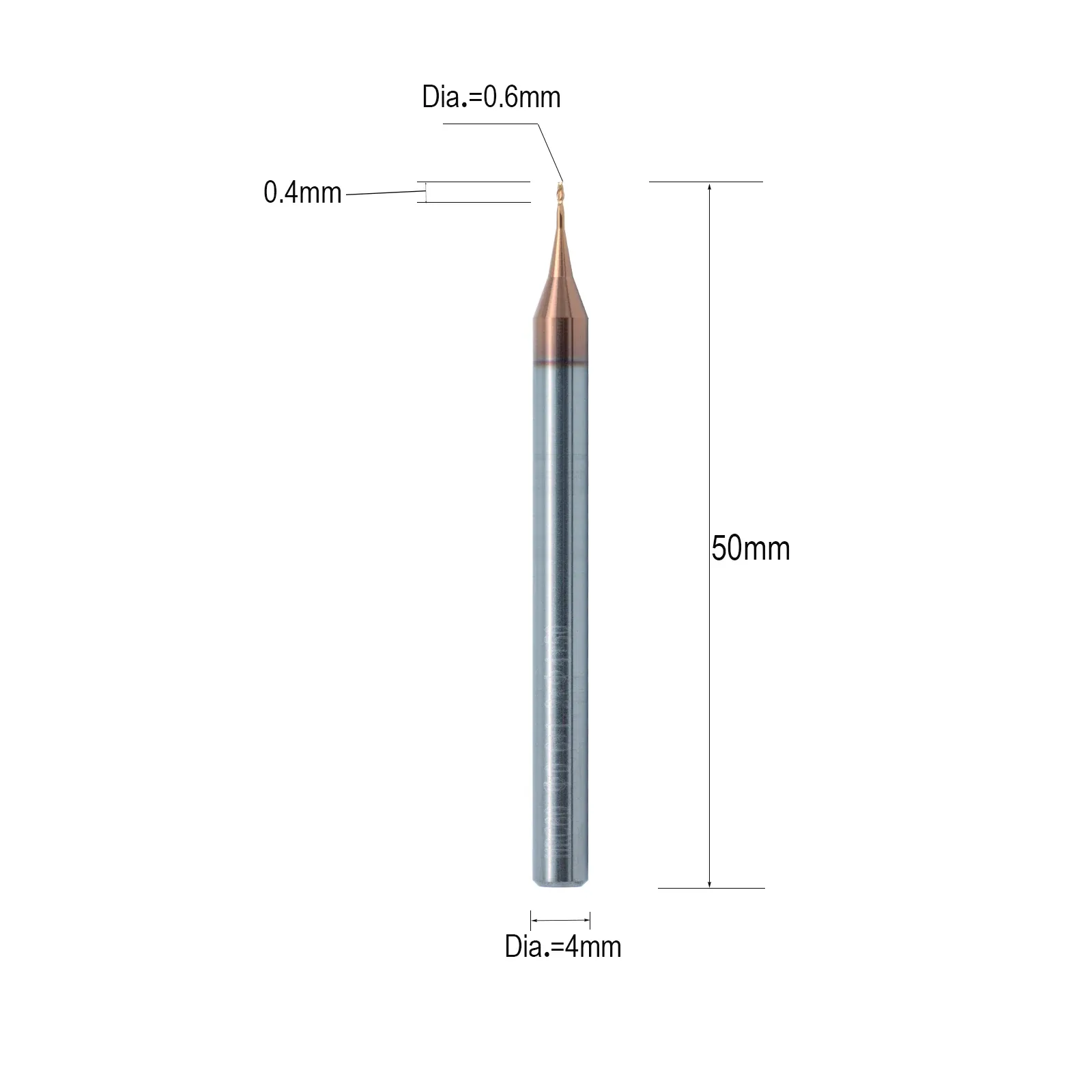 HWAYNCT Micro Flat End Mill HW-MF-M-005 dimensions