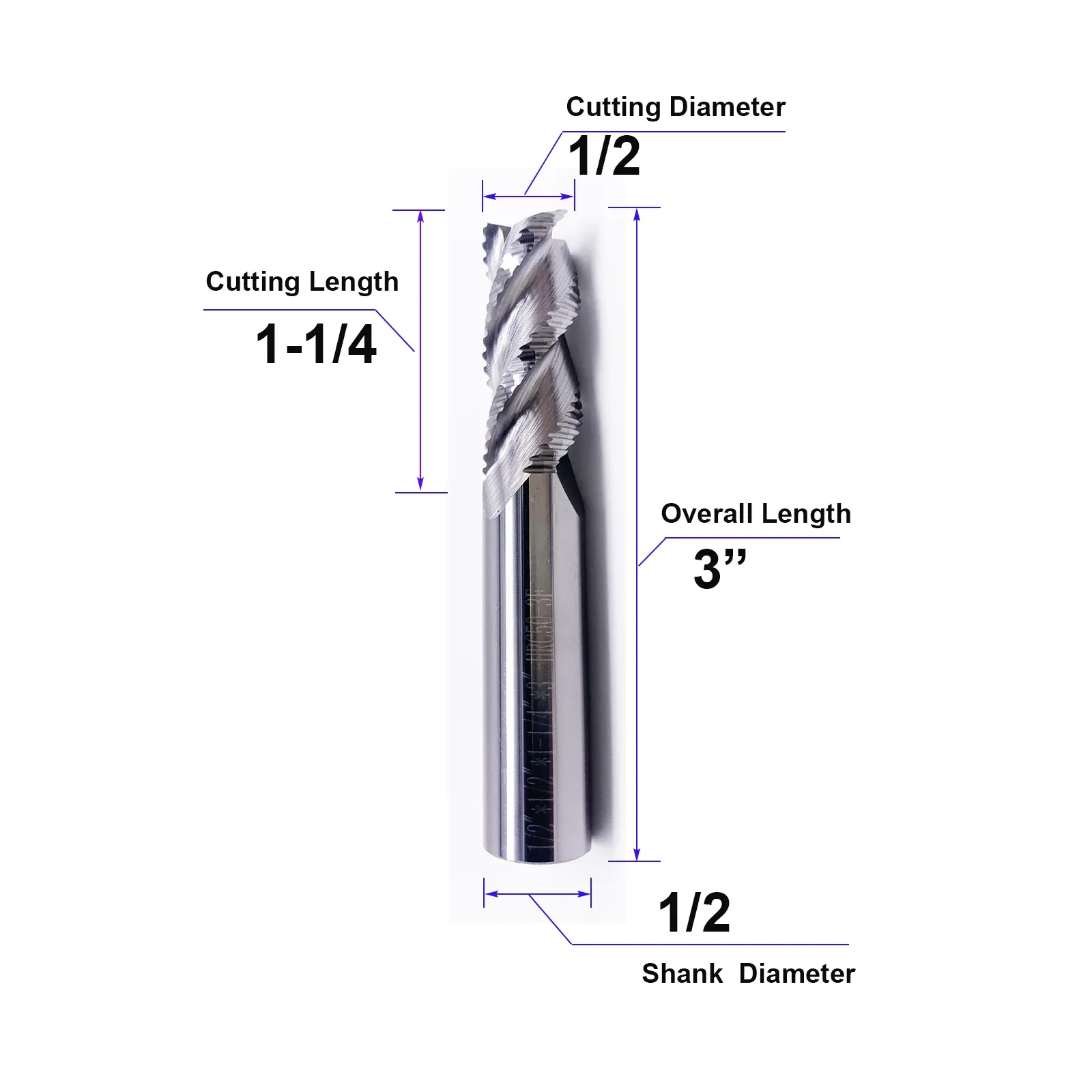 HWAYNCT Roughing End Mill HW-RF-I-005 dimensions