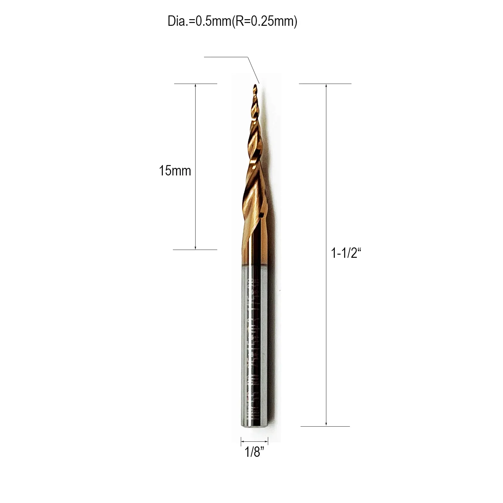 HWAYNCT Tapered Ball Nose End Mill HW-TB-I-002 dimensions