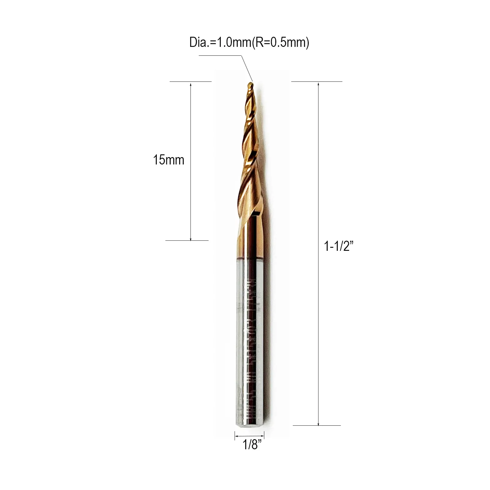 HWAYNCT Tapered Ball Nose End Mill HW-TB-I-003 dimensions