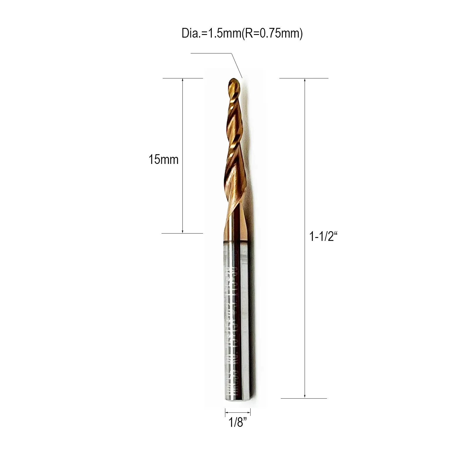 HWAYNCT Tapered Ball Nose End Mill HW-TB-I-004 dimensions
