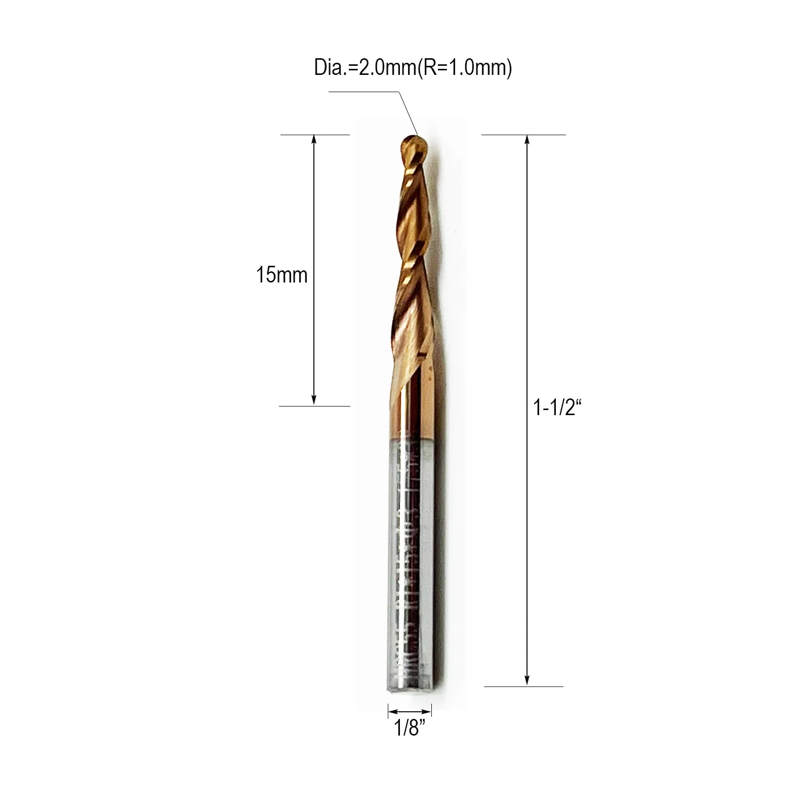 HWAYNCT Tapered Ball Nose End Mill HW-TB-I-005 dimensions
