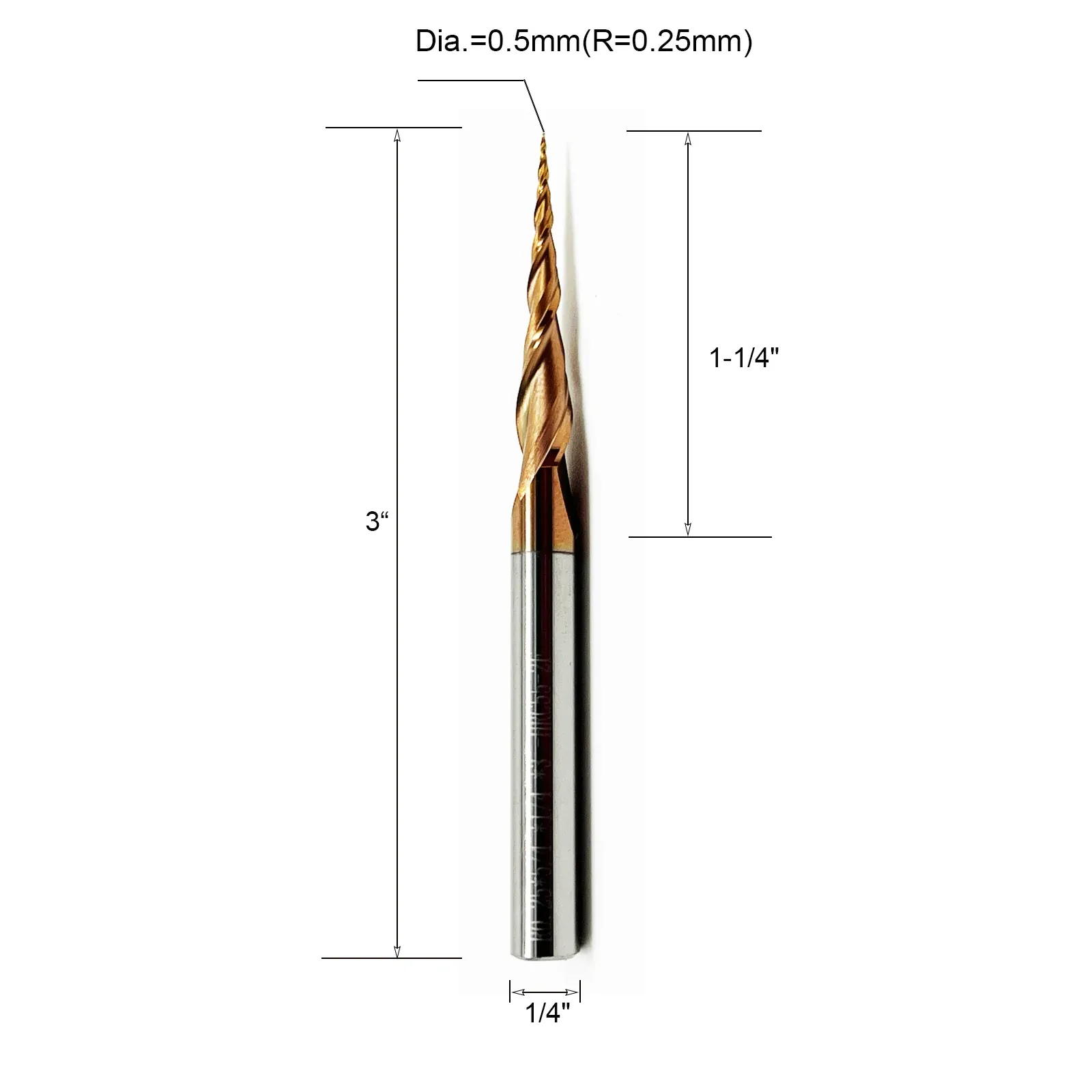 HWAYNCT Tapered Ball Nose End Mill HW-TB-I-006 dimensions